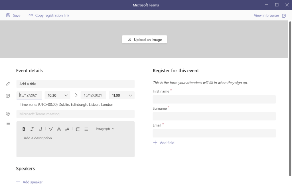 This is what your attendees will see when registering.